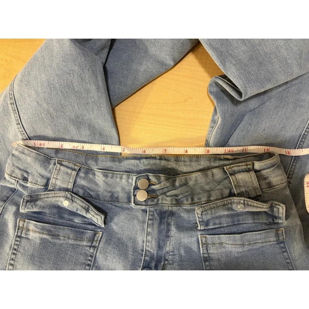 NV Felix Womens Light Wash Flare Jeans High Rise Stretch Denim Retro Bell Bottom